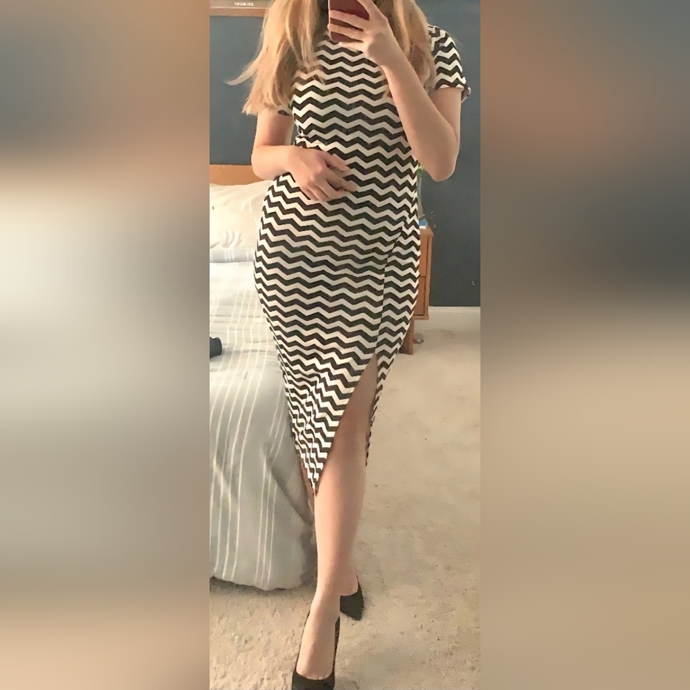 Asymmetrical Chevron Black and White Skirt